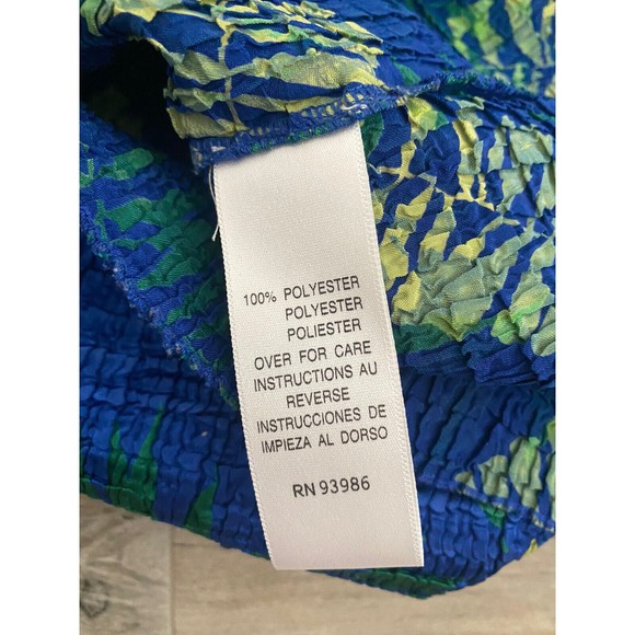 CASUAL CORNER Women's sleeveless Blue Palm top M Medium polyester Texture Tank - Picture 5 of 5